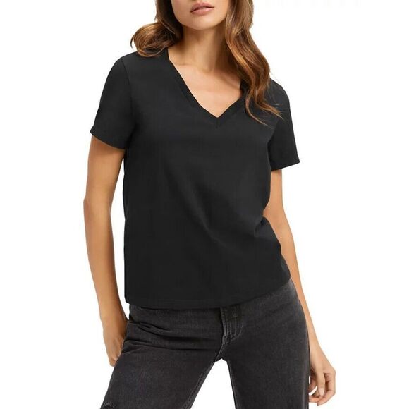 Good American Tops - Good American Girlfriend T-Shirt Womens 4 XL Black V Neck Supima Cotton Boxy